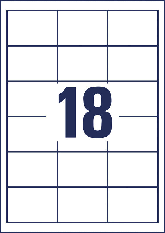 Avery Zweckform – Druckeretiketten, 64 mm × 45 mm, weiss, Papier, permanent, 1800 Etiketten (100 Blatt)
