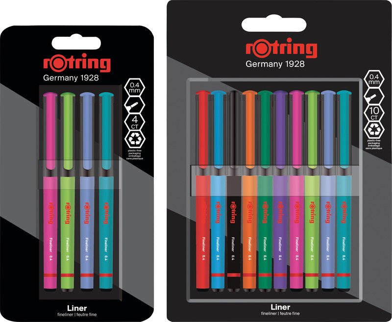 Rotring Fineliner – 4er-Set 0,4 mm – 4 Farben, sortiert