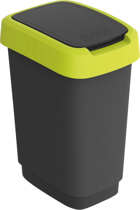 Rotho Abfallcontainer – 10 l – mit Deckel – Kunststoff, Limettengrün – B × H × T 181 × 330 × 248 mm