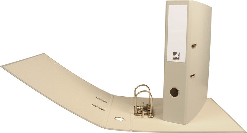Q-connect Ordner – A4 hoch – 2-Ring Hebelmechanik, Rücken 70 mm – grau, Karton, mit Niederhalter, FSC