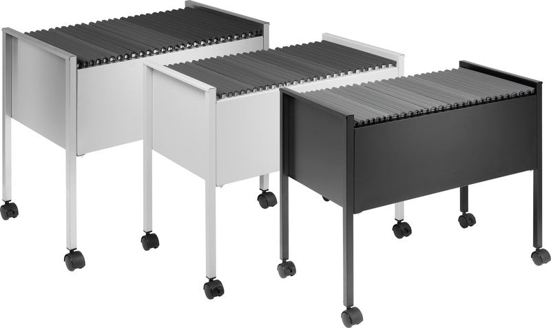 Durable Hängemappenwagen – für 80 Hängemappen A4, mit Rollen (2 feststellbar), 655 × 592 × 368 mm, silber, Sta