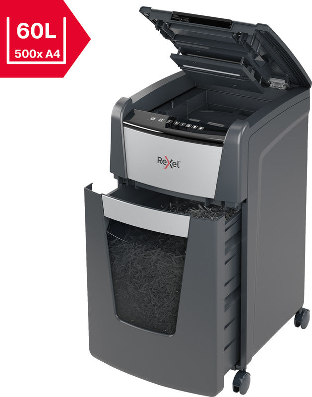 Rexel Optimum AutoFeed+ 225X – Aktenvernichter mit Autofeed 225 Blatt, DIN P-4, Partikelschnitt 4 × 25 mm, 60