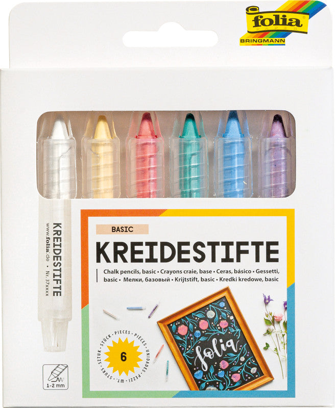 Folia Kreidemarker – Rund, 1–2 mm – 6er-Set, Pastell