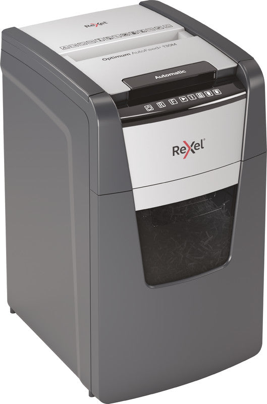 Rexel Optimum AutoFeed+ 130M – Aktenvernichter mit Autofeed 130 Blatt, DIN P-5, Mikroschnitt 2 × 15 mm, 6 Blatt