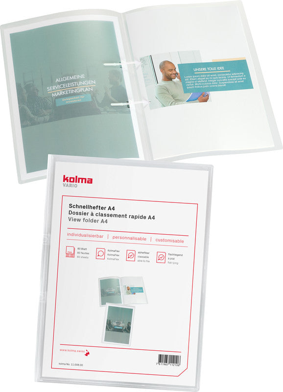 Kolma Schnellhefter – A4, PP, transparent, Sichttasche, 2-fach Lochung