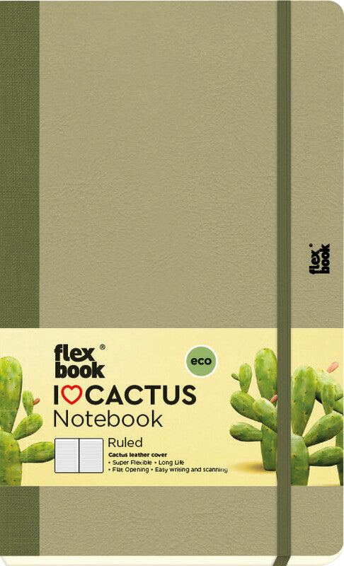 Flexbook Notizbuch – 130 × 210 mm – 192 Seiten – 100 g/m² – gebunden, Pflanzenleder, Gummiband, beige