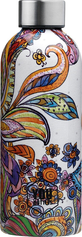 Youbottles Trinkflasche Dual – 5 dl – Edelstahl, isoliert, Schraubverschluss – Floral Watercolor Flower