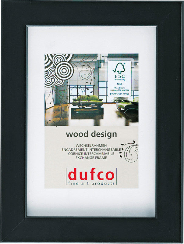 Dufco Wechselrahmen, Holz, Schwarz, 15 × 21 cm, mit Aufsteller – FSC, eco:plus