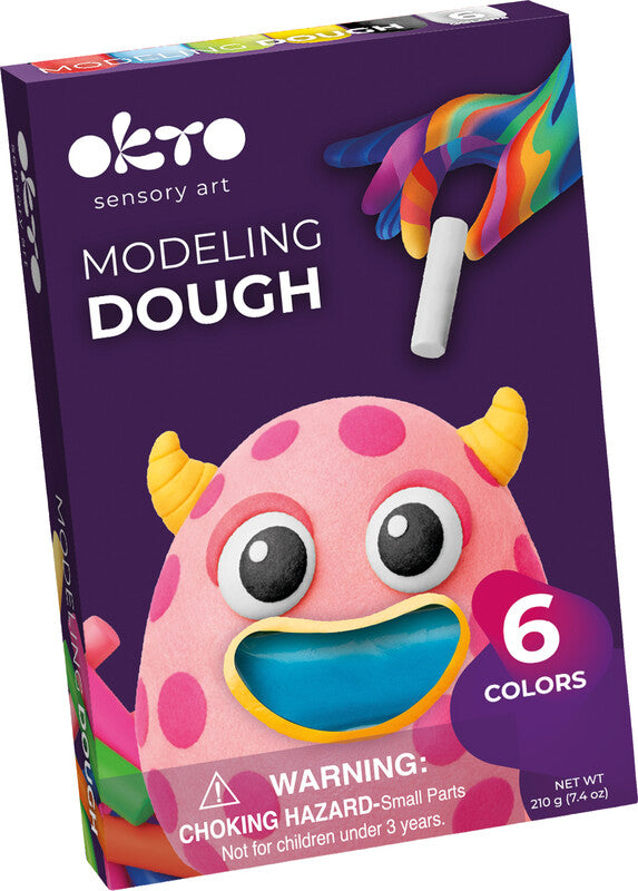 Okto sensory art Knete-/Modelliermasse-Set – 6 × 35 g – lufthärtend – sortiert – ab 3 Jahren