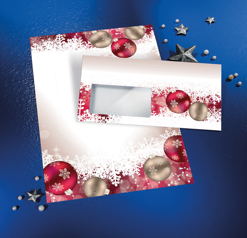 Sigel Weihnachts-Couvert C5/6, Frozen, mehrfarbig, Nassklebung, 90 g/m², mit Innendruck – 50 Stk.
