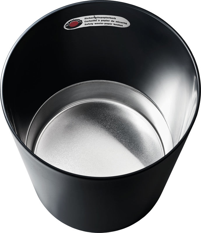 Zwingo Sicherheitspapierkorb – 24 l – Kunststoff mit Aluminium-Einsatz – TÜV – Ø 300 × H 360 mm