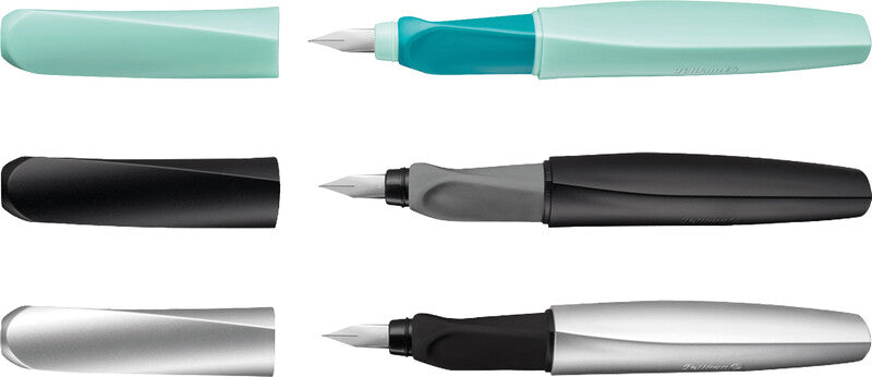 Pelikan Twist Fiery Red – Federspitze M – für Rechts- & Linkshänder – Rot, Blau – Patronen