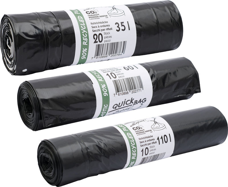 Kehrichtsack – 35 l, mit Zugband, Kunststoff, schwarz, 38 µm, 20 Stk