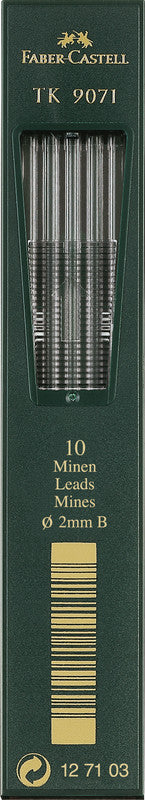 Faber-Castell Bleistiftminen 9071 für TK-Stifte 4600, 9400, 9500 – grau, 2 mm, 3B, 10 Stk.