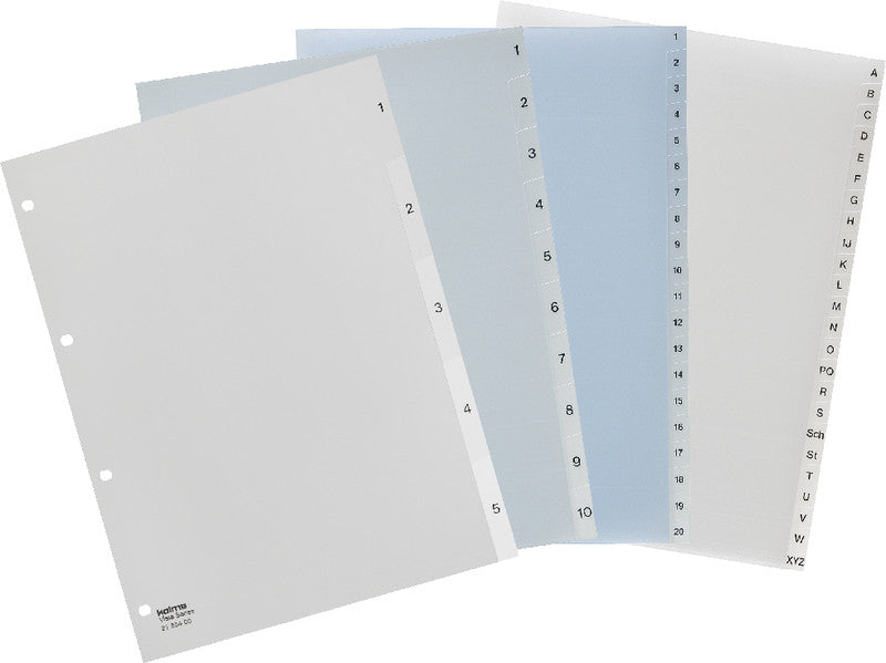 Kolma Register – A4, 10-teilig, PP, transparent, vorgedruckt, 4-fach Lochung, für A4-Ordner