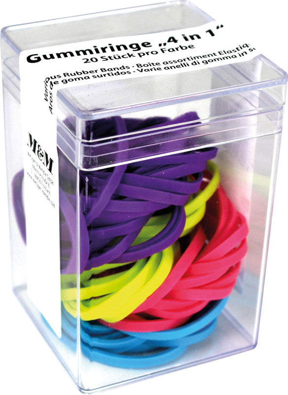 Metzger & Mendle Gummibänder – 3 × 38 mm, farbig sortiert, Gummi