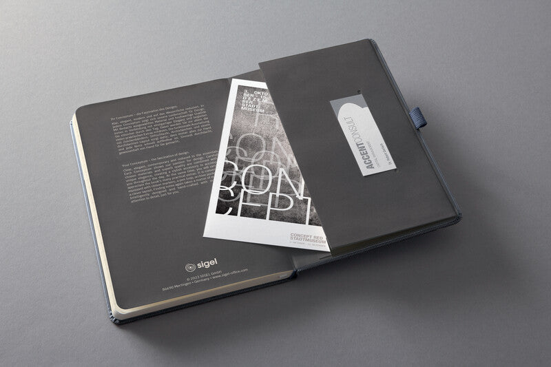 Sigel Notizbuch Conceptum Metallic Edition, kariert, Fadenheftung, Hardcover, 194 Seiten, 80 g/m² – grau