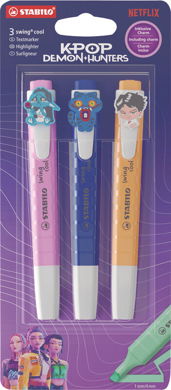 STABILO Textmarker – 3er Set, Farben: Kirschblütenrosa/Lila/Minze, Keilspitze 1–4 mm