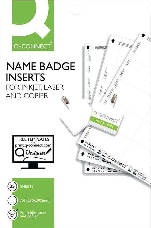 Q-CONNECT Einstecketiketten, 90 mm × 54 mm, weiss, Papier, nicht klebend, 250 Etiketten