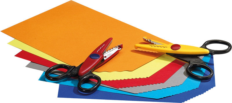 Folia Konturenschere – 14,5 cm, Edelstahl, für Rechts- und Linkshänder, abgerundet, Kunststoff, farbig sortiert