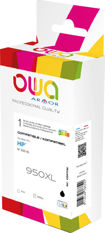 Owa Tintenpatrone 950XL, Schwarz, XL, 80 ml, Kompatibel – für HP