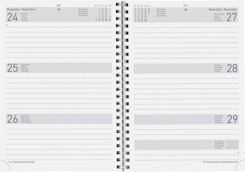 Biella Dispo Term Agenda – 1 Woche/2 Seiten, Spiralbindung, 14,5 × 20,5 cm, 2027, FSC