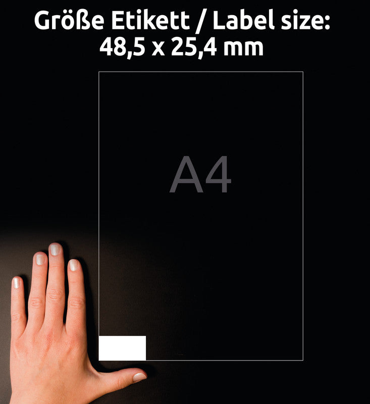 Avery Druckeretiketten, 49 mm × 25 mm, weiss, Papier, permanent, 100 Blatt