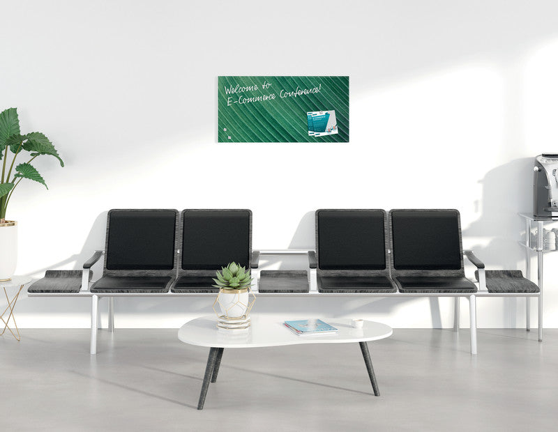 Sigel Whiteboard – 91 × 46 cm, Glas (matt), magnetisch, Wandmontage, inkl. Magnete, Montagesatz