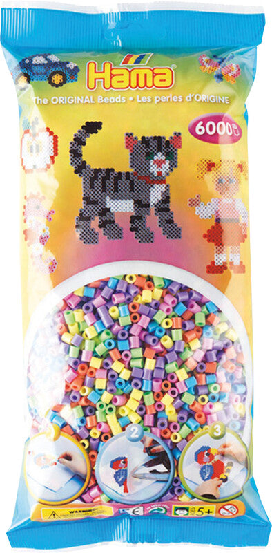 Hama Beads Midi Bügelperlen – 6000 Stk., mehrfarbig, pastell