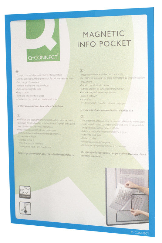 Q-connect Magnetleiste – 225 × 312 mm, blau, wiederverwendbar, magnetisch, für A4