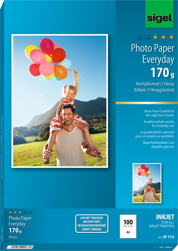 Sigel Fotopapier – hochglänzend, A4, 200 g/m², 20 Blätter – für Tintenstrahldrucker