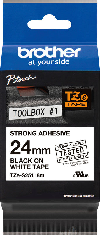 Brother Schriftband – 24 mm × 8 m, weiss, schwarz, TZe