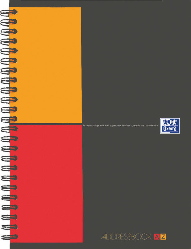 Oxford Adressbuch A5, Spiralbindung, Softcover, 72 Seiten, 80 g/m² – Grau