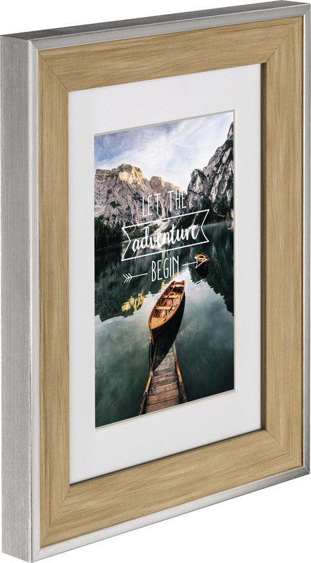 Hama Bilderrahmen Sierra, Kunststoff, Natur, 19 × 24 cm, mit Aufsteller und Aufhänger – eco:plus