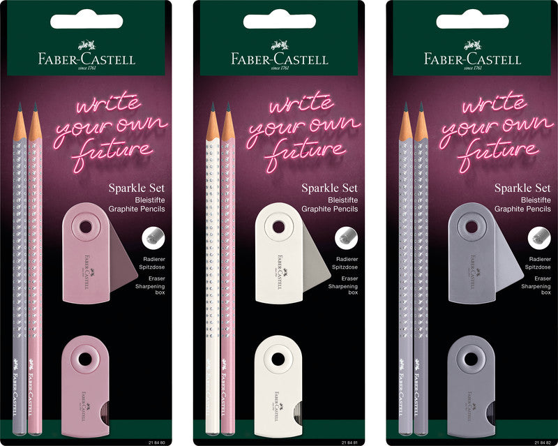 Faber-Castell Grip Sparkle B Bleistift B Mine Ø 2 mm farbig sortiert – Set, 4-teilig