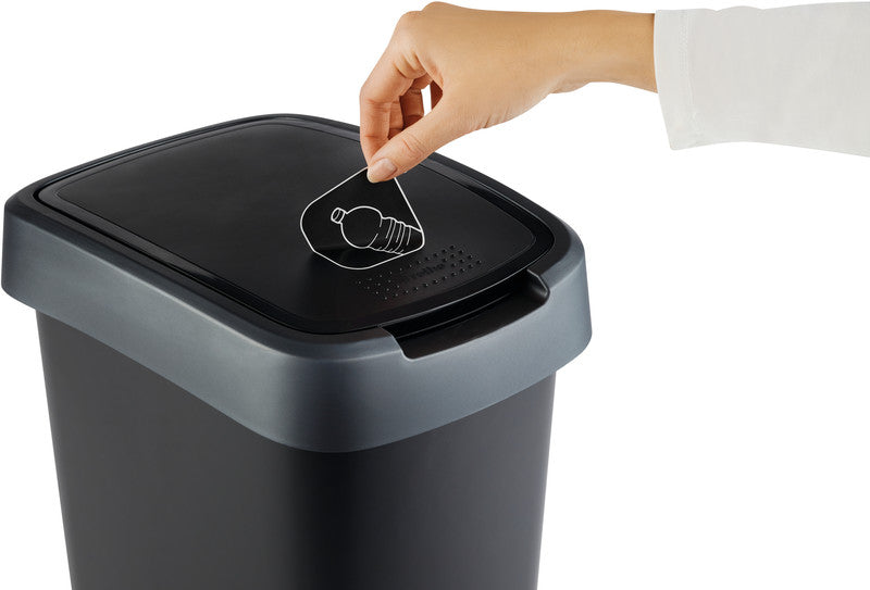 Rotho Abfallcontainer – 10 l – mit Deckel – Kunststoff, Silber – B × H × T 181 × 330 × 248 mm