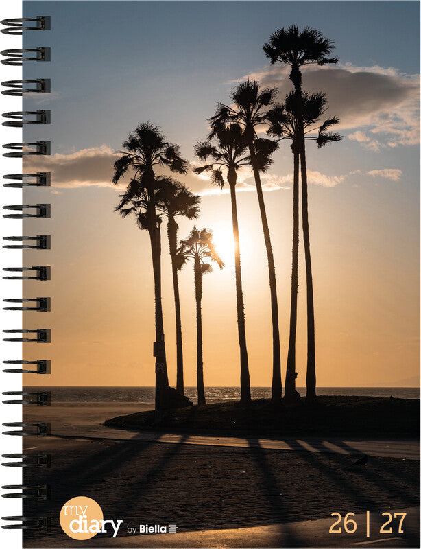 Biella mydiary Schüleragenda – 1 Woche/2 Seiten, Spiralbindung, 12 × 16,5 cm, Aug–Jul, Palms, FSC