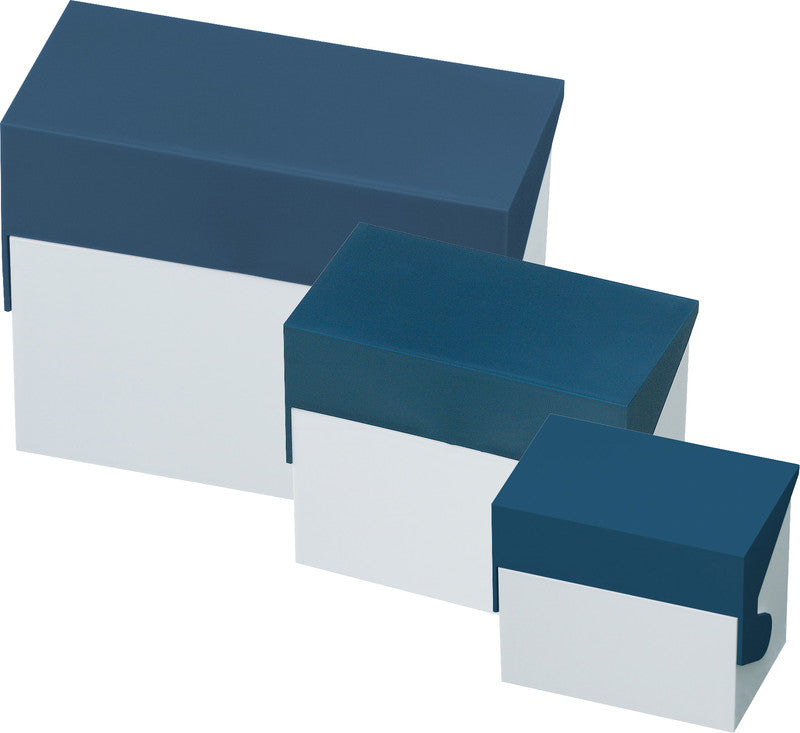 Styro Karteikasten A6 quer, Weiss/Blau, Kunststoff – für A6-Karteikarten