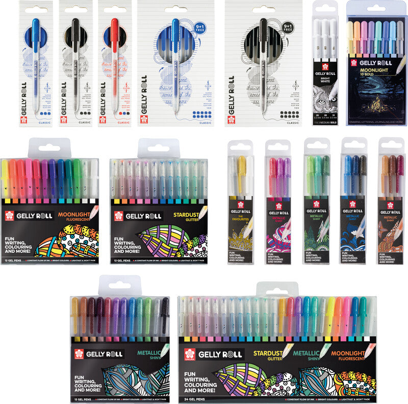 Sakura Basic White Gelschreiber 3er Set – weiss, 0,3/0,4/0,5 mm, schnelltrocknend, für dunkles Papier, Kappe