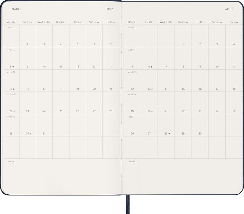 Moleskine Schüleragenda – 1 Woche/1 Seite, gebunden, 13 × 21 cm, 18 Monate Juli–Dezember, Englisch, Saphirblau, FSC