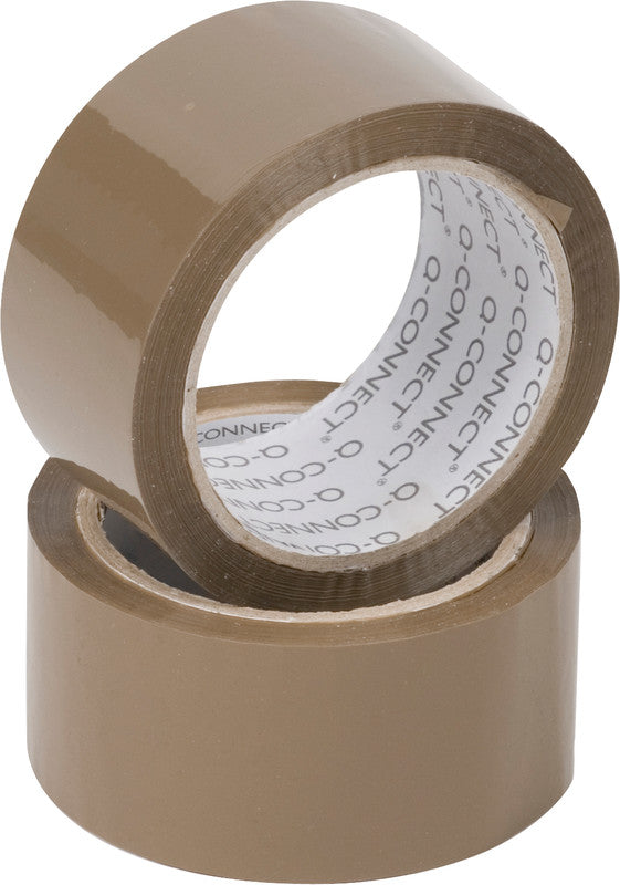 Q-connect Verpackungsband – permanent, glatt, Kunststoff, 50 mm × 66 m, braun