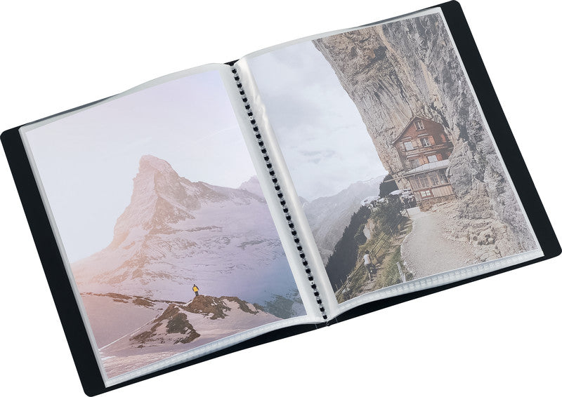 Kolma Sichtbuch Selection – 20 Sichttaschen, A6, glatt, glänzend, schwarz, Kunststoff