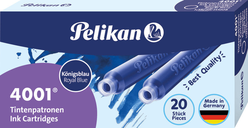 Pelikan Tintenpatronen 4001 – Königsblau, löschbar, geruchsarm, 20 Stk.