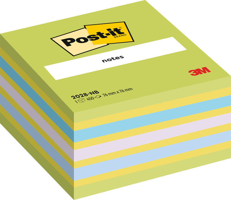Post-it Haftnotizen – 76×76 mm – mehrfarbig (blau, grün), 450 Blatt, PEFC
