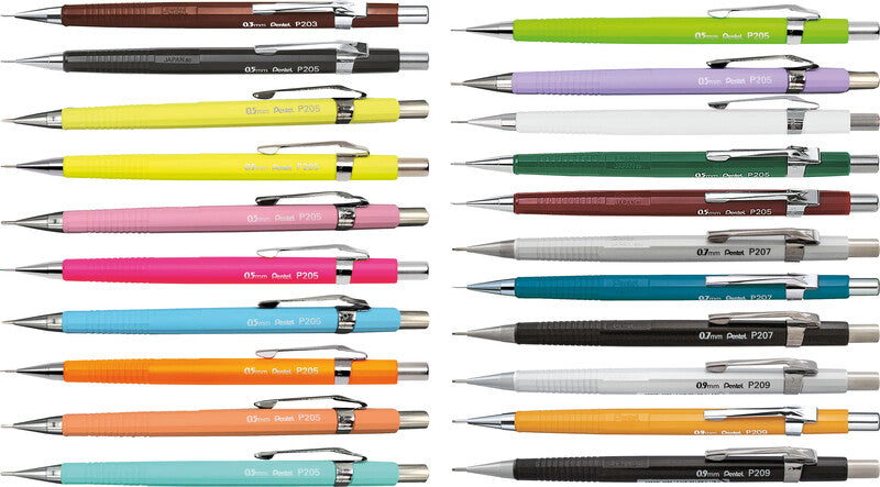 Pentel Sharp P200 Druckbleistift – 0,7 mm, Anthrazit, starres 4 mm Führungsröhrchen