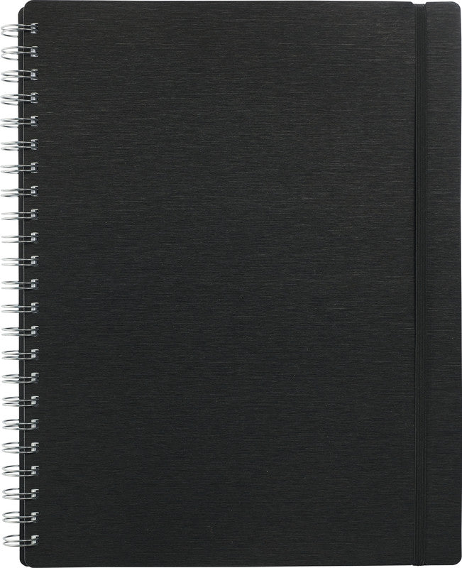 Kolma Notizbuch, Spiralbindung, Softcover, 200 Seiten, 4-fach gelocht, perforiert, 70 g/m² – Schwarz