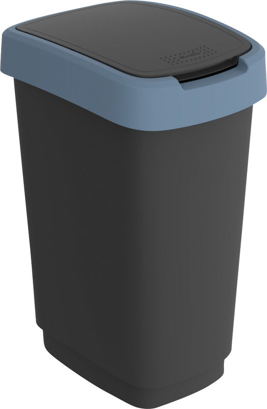Rotho Abfallcontainer – 10 l – mit Deckel – Kunststoff, Horizon Blau – B × H × T 181 × 330 × 248 mm