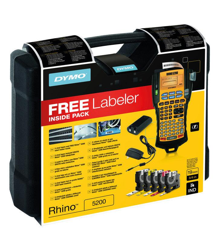 DYMO LabelManager Rhino 5200 – Beschriftungsgerät, für Bänder bis 19 mm, Auto-Cutter, 180 dpi, 10 mm/s