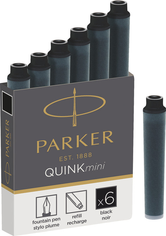 Parker Tintenpatronen Quink Mini – Königsblau, geruchsarm, 6 Stk.