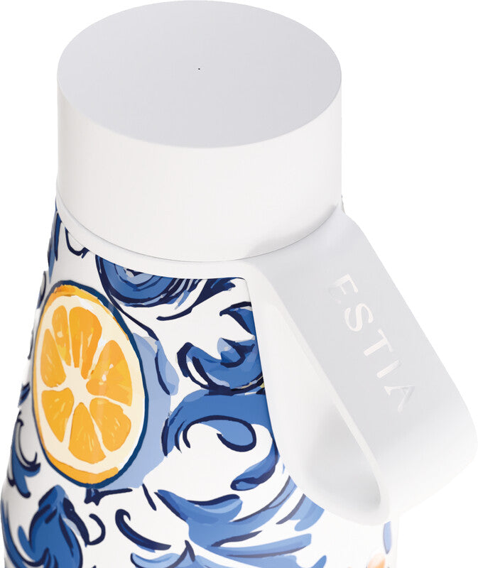 Estia Flow Isolierflasche 500 ml – Doppelwandig 12 h Heiss / 24 h Kalt, Edelstahl, Schraubdeckel, Amalfi Coast